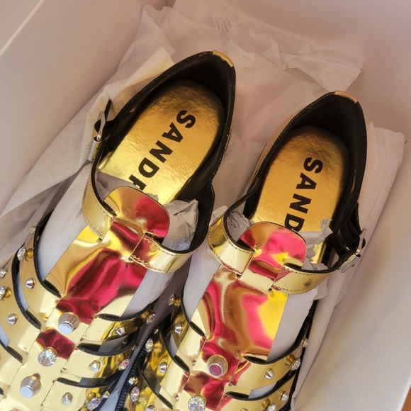 Sandro Gold Studded Fisherman Greek Strappy 39 - Picture 12 of 12